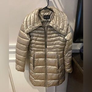 Ellen Tracy Metallic Pewter quilted jacket XS